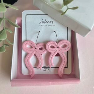 Bow Tie Hoops -pink